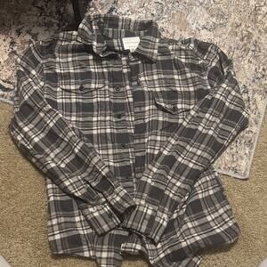 American Eagle Outfitters Gray Plaid Button Down Shirt